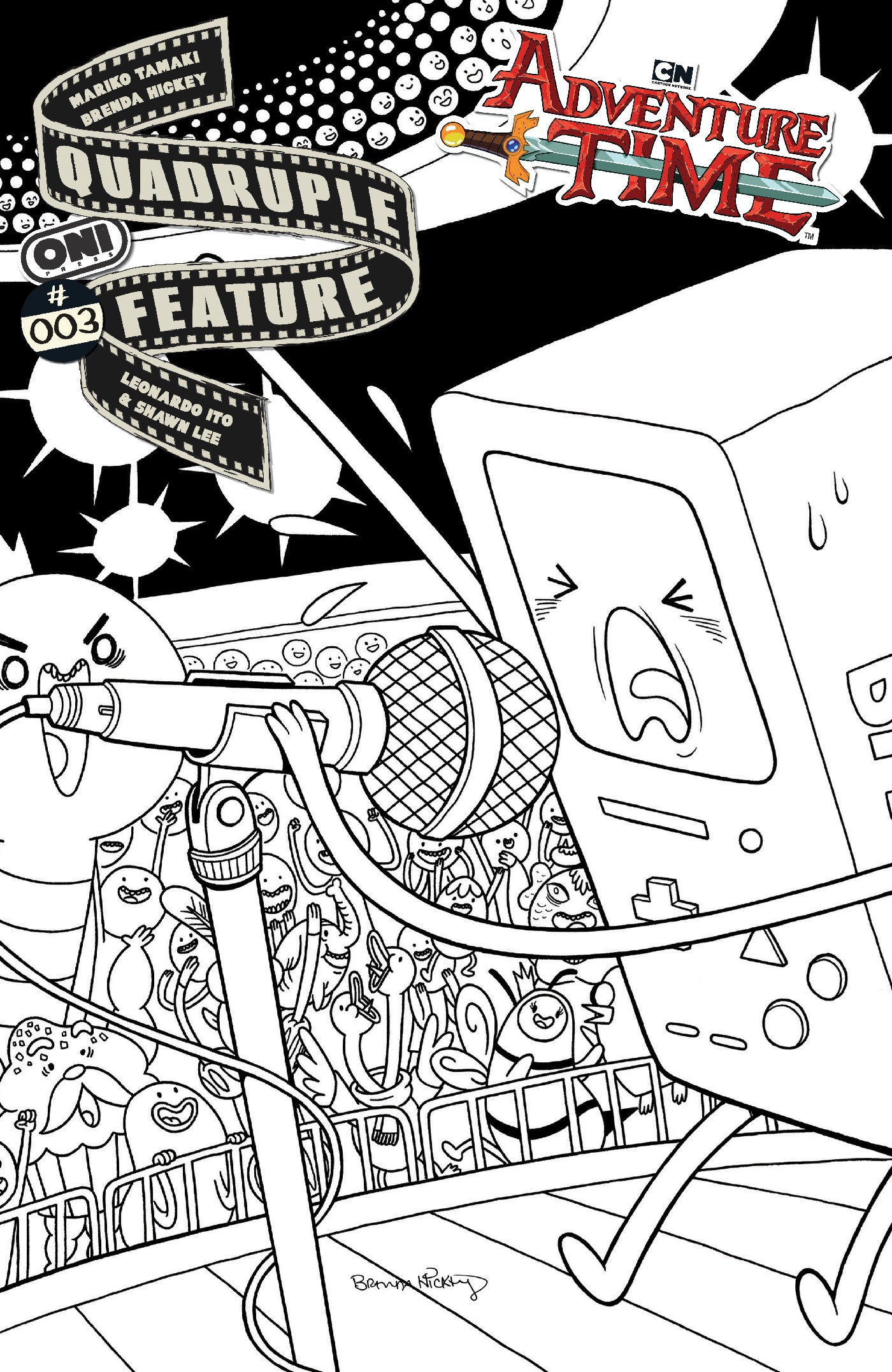 ADVENTURE TIME QUADRUPLE FEATURE #3 CVR Cover C - INC BRENDA HICKEY B&W VAR