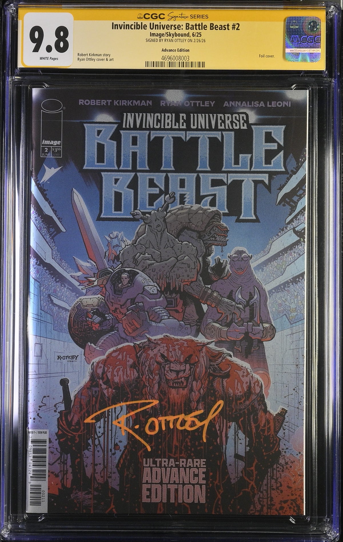Invincible Universe: Battle Beast #2 Advance Edition CGC 9.8 SS Ryan Ottley