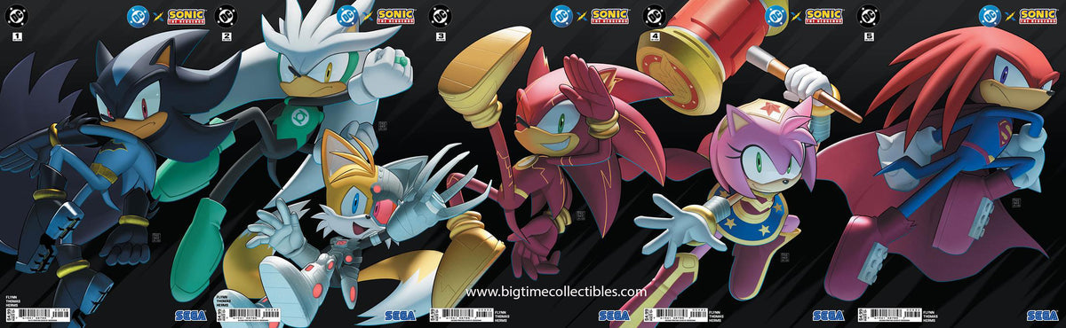 DC X SONIC THE HEDGEHOG #1-5 Second Printing Deegeemin Connecting Cover Set